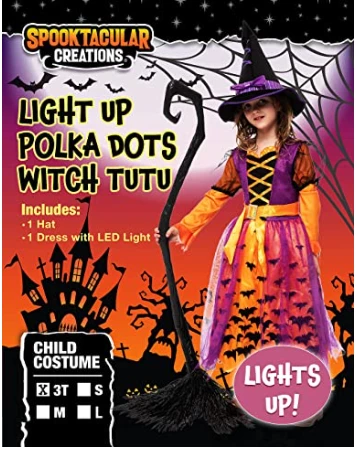 Spooktacular Creations LED Light Up Polka Dots Witch Tutu Costume For Role Play Cosplay- Child 7 Spooktacular Creations LED Light Up Polka Dots Witch Tutu Costume For Role Play Cosplay- Child