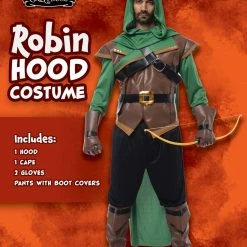 Spooktacular Creations Historical Costumes Robin Hood Costume Set For Role Play Cosplay - Adult