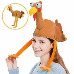 Spooktacular Creations Headwear Plush Turkey Gobbler Hat With Long Neck