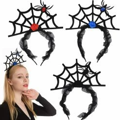 Spooktacular Creations Spider Web Headbands Cosplay, 3 Pcs Headwear