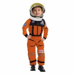 Spooktacular Creations Child Costumes Orange Astronaut NASA Pilot Costume With Movable Space Visor Helmet Cosplay - Child