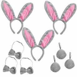 Spooktacular Creations Grey Bunny Cosplay Accessories Set, 3 Pack