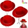 Spooktacular Creations Red Felt Cowboy Hats For Kids Cosplay Accessories, 3 Pack