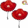 Spooktacular Creations Headwear Red Cowboy Hats Cosplay Accessories, 2 Packs