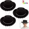 Spooktacular Creations Black Felt Cowboy Hats For Kids Cosplay, 3 Pack