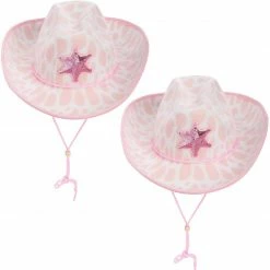 Spooktacular Creations Pink Cow Print Cowboy Hats, 2 Pack Headwear