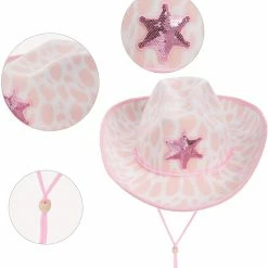 Spooktacular Creations Pink Cow Print Cowboy Hats, 2 Pack Headwear 9 Spooktacular Creations Pink Cow Print Cowboy Hats, 2 Pack Headwear