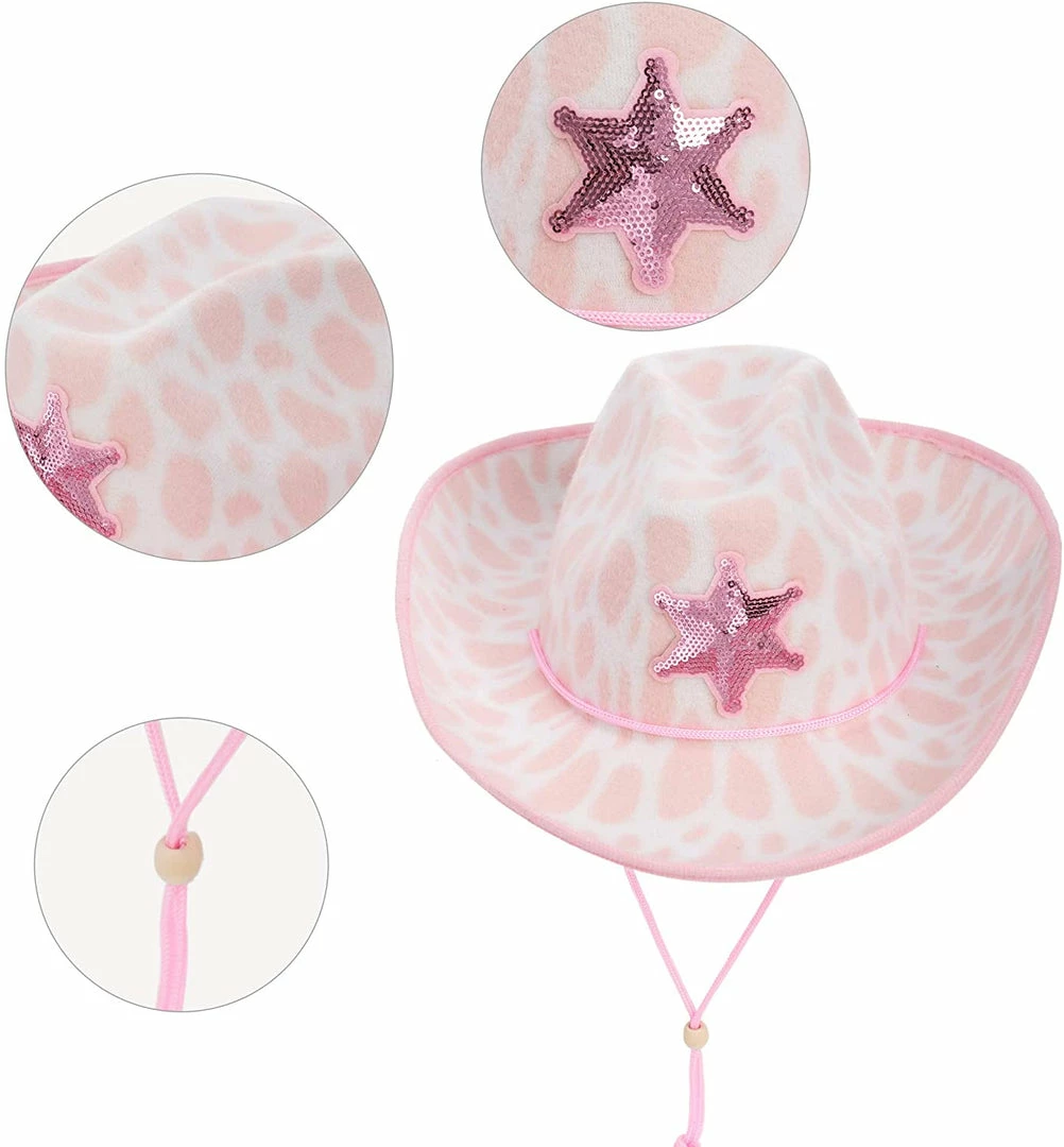 Spooktacular Creations Pink Cow Print Cowboy Hats, 2 Pack Headwear 5 Spooktacular Creations Pink Cow Print Cowboy Hats, 2 Pack Headwear