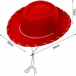 Spooktacular Creations Red Felt Cowboy Hats For Kids Cosplay Accessories, 3 Pack