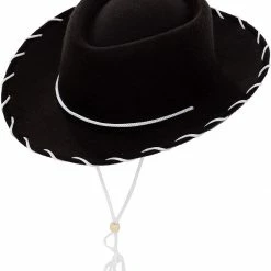 Spooktacular Creations Black Felt Cowboy Hats For Kids Cosplay, 3 Pack