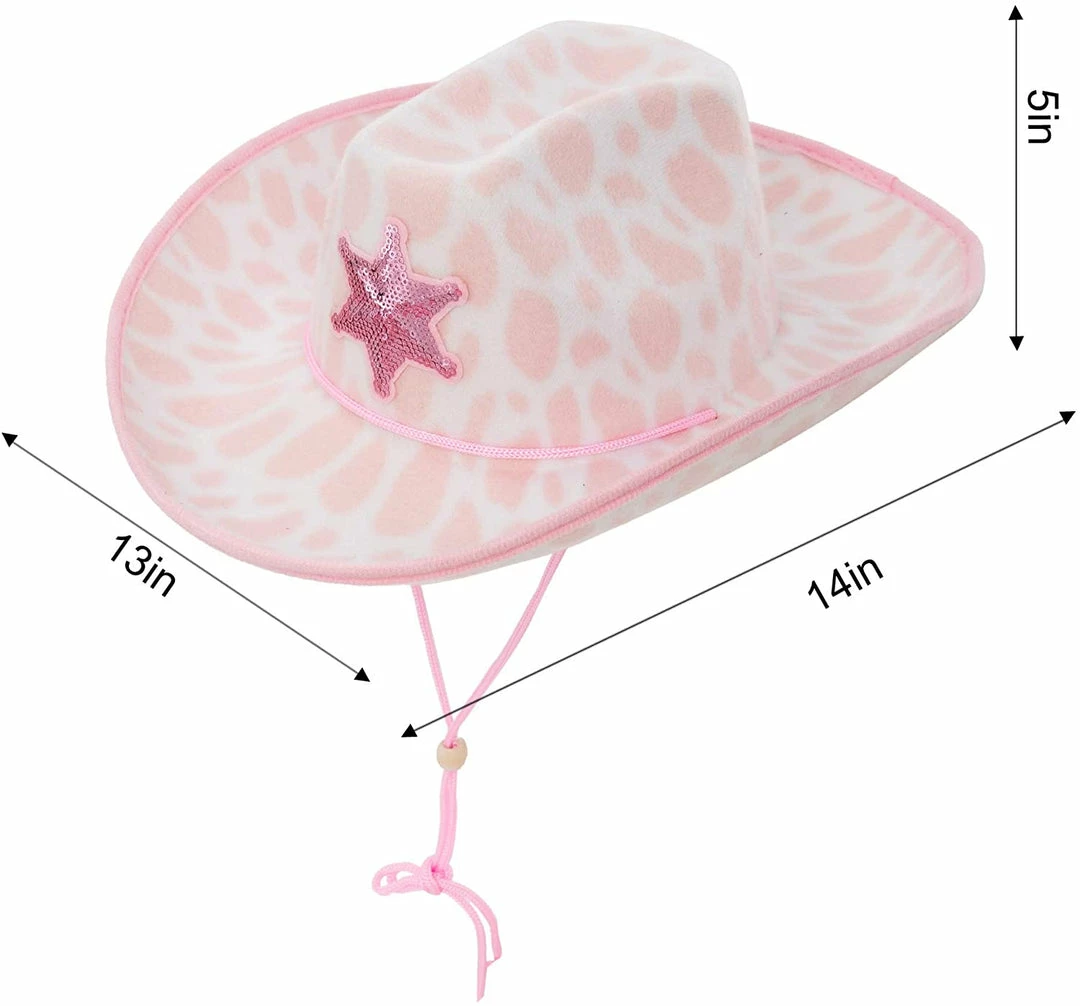 Spooktacular Creations Pink Cow Print Cowboy Hats, 2 Pack Headwear 6 Spooktacular Creations Pink Cow Print Cowboy Hats, 2 Pack Headwear