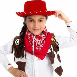 Spooktacular Creations Red Felt Cowboy Hats For Kids Cosplay Accessories, 3 Pack