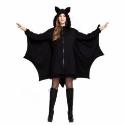 Spooktacular Creations WomanÂĄÂŻs Black Bat Zip Hoodie Cosplay Costume - Adult Animal Costumes